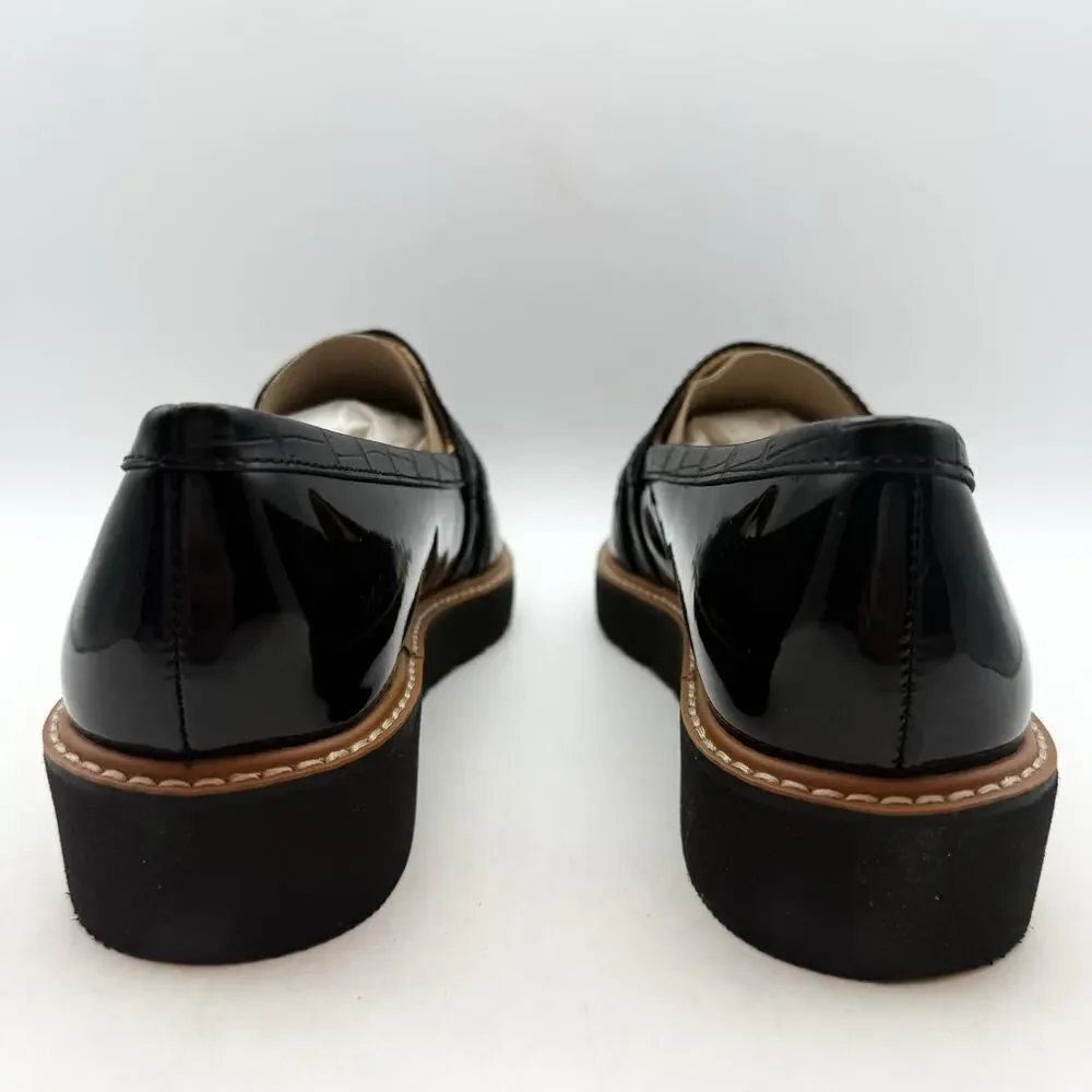 Naturalizer Womens Eiffel Loafers Size 8.5 38.5 Black Vegan Patent Leather NIB